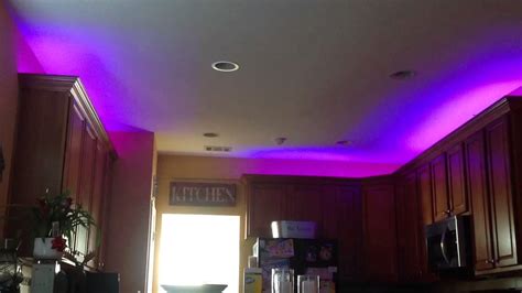 Led strip lights over kitchen cabinets - YouTube
