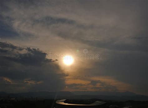 Beautiful Golden Sunset Sky Landscape Stock Photo - Image of reflection ...