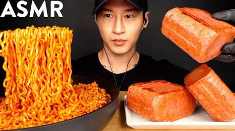 ASMR SPICY FIRE NOODLES & SPAM MUKBANG (No Talking) EATING SOUNDS ...