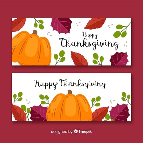 Free Vector | Hand drawn thanksgiving banners template