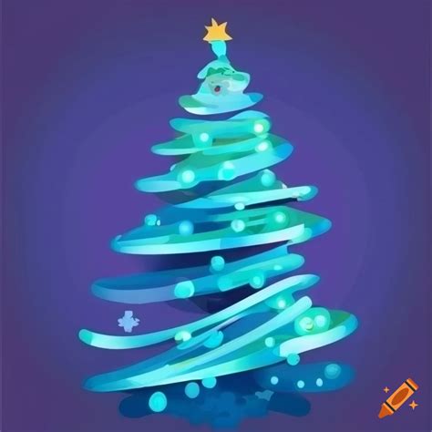 Blue artistic vector christmas tree on Craiyon