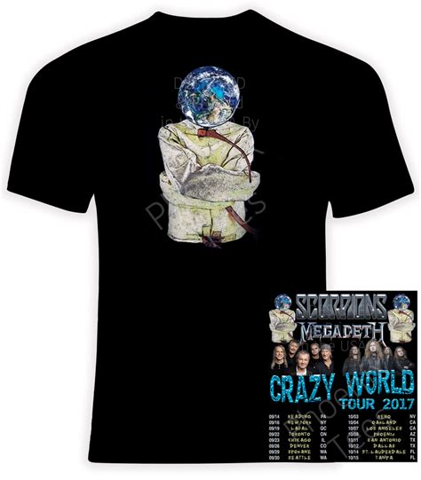 Scorpions Crazy World Tour 2017 Black T-Shirt with Megadeth Size L Concert Tee Men Fashion IN1861165