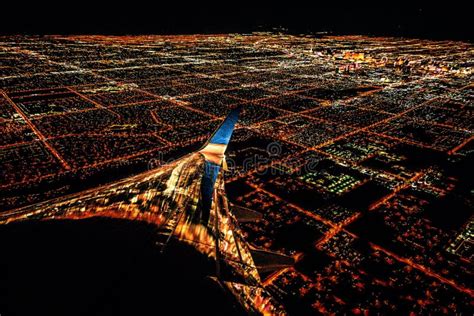 Las Vegas City Lights from Airplane at Night Stock Photo - Image of ...