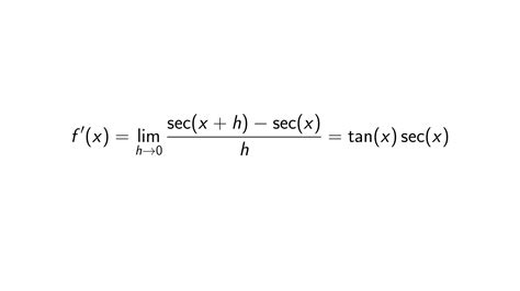 Derivative of sec(x) using First Principle of Derivative - Epsilonify