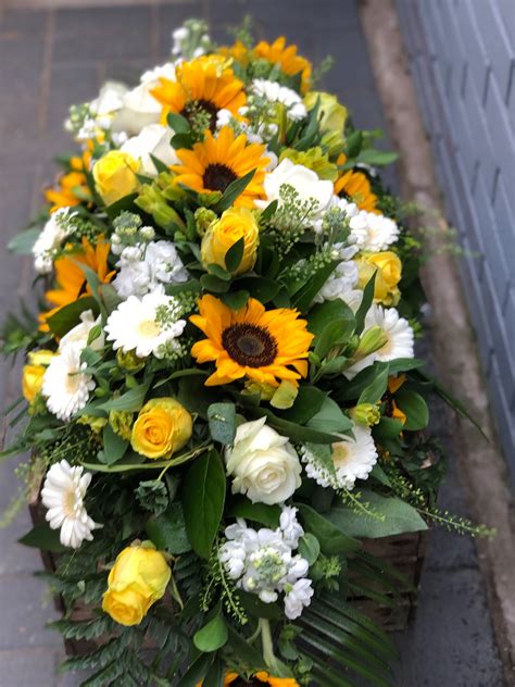 Sunflower Casket Spray - Casket Tributes | Vanilla Blue Flowers