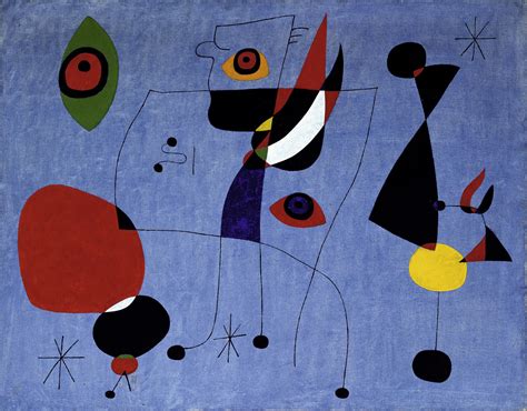 Joan Miró / Woman and Bird at Night, 1947 | ジョアンミロ, 抽象画, 抽象