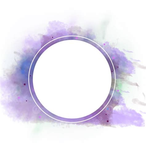 Elegant White Circle Border Vector With Purple Watercolor Brush Effect ...