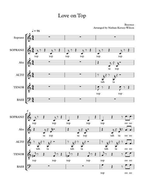 Love On Top Sheet Music | Beyonce | SATB Choir