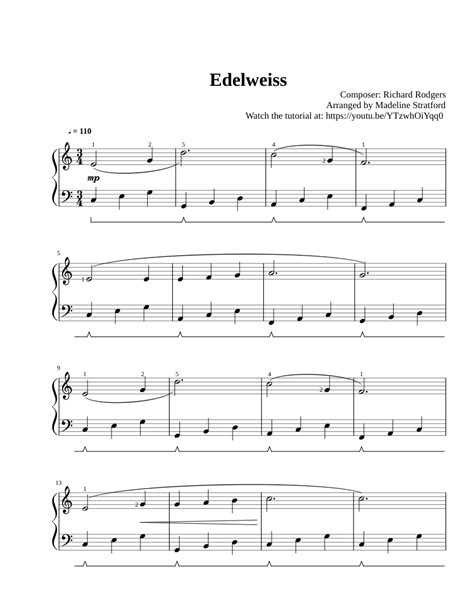 Edelweiss TUTORIAL Easy Piano | Violin sheet music, Beginner violin sheet music, Piano sheet ...