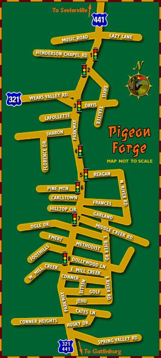 Pigeon Forge Traffic Light Map - Mount Snow Trail Map