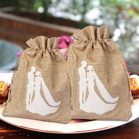 Aliexpress.com : Buy 12 PCS 10x19cm Linen Jute Drawstring Gift Bags Sacks Party Favors Packaging ...