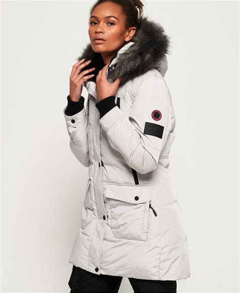 Women's - Antarctic Explorer Down Parka Jacket in Champagne | Superdry IE