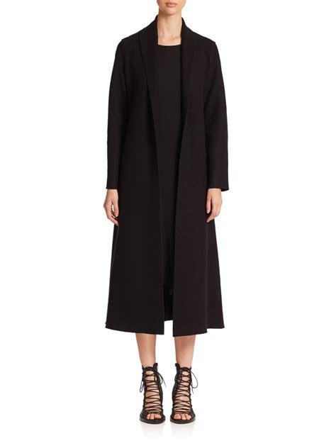 Lyst - Eileen Fisher Boiled Wool Long Coat in Black