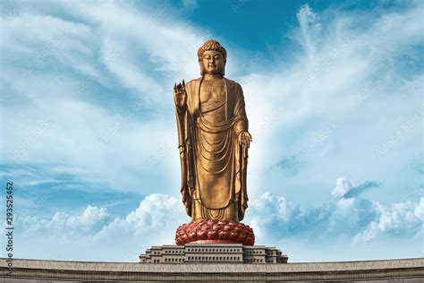 Spring temple buddha with Sky Background Stock Photo | Adobe Stock