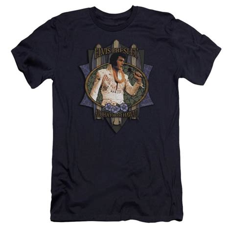 Elvis Presley Aloha From Hawaii Premium Bella Canvas Slim Fit Mens T Shirt Navy Blue - Intercept ...