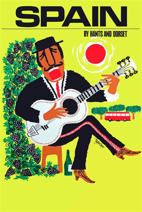 1960 Spain Guitar Player Travel Poster | Retro travel poster, Travel posters, Vintage travel posters