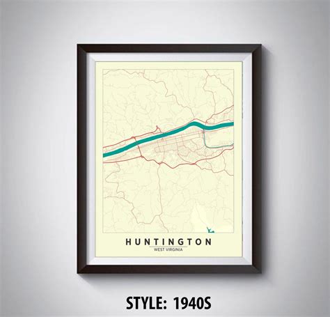 Map of Huntington, WV Huntington Map Huntington Poster Office Décor ...