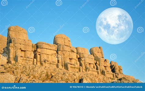 SMount Nemrut the Head in Front of the Statues. the UNESCO World Heritage Site at Mount Nemrut ...