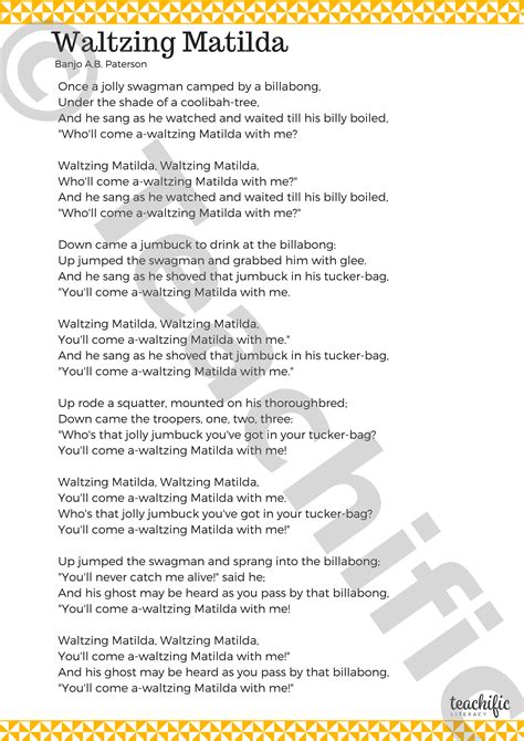 Poems Yr 5-8: Waltzing Matilda - Banjo Paterson | Teachific