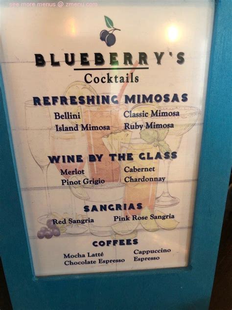 Menu at Blueberry's Grill restaurant, North Myrtle Beach, Hwy 17 S