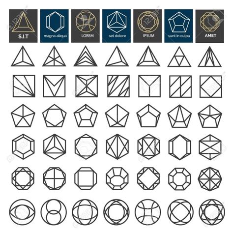 Linear Geometric Shapes. Thin Line ... | Geometric shapes, Vector illustration, Geometric