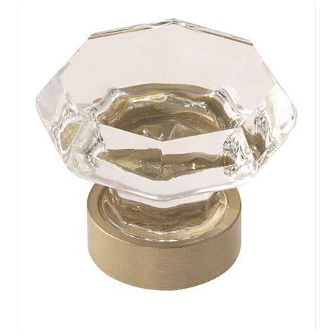 Amerock Traditional Classics 1-1/8 in. (29 mm) Clear Glass/Golden Champagne Cabinet Knob ...