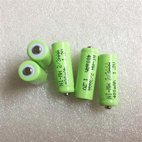 5PCS 2/3AAA 1.2V rechargeable battery pack 400mah 2/3 AAA ni mh cell point top for diy electric ...