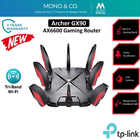 TP-Link Archer GX90 AX6600 Tri-Band Wi-Fi 6 Gigabit Gaming Router with Whole Home OneMesh WiFi ...