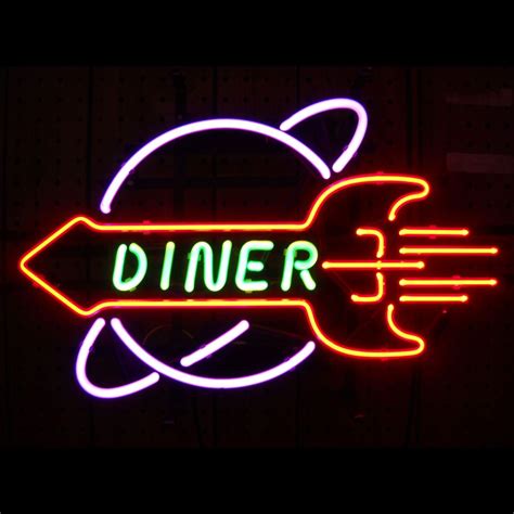 With that fifties diner feel, the Rocket Diner Neon Sign has a retro style that is a great ...