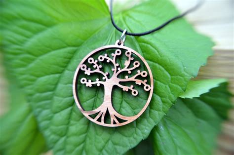 Tree of Life Pendant in Cherry on Leather Cord Nature - Etsy