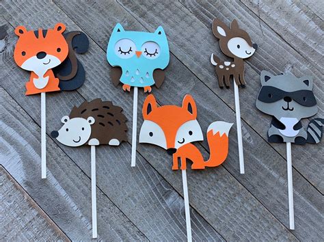 12 Woodland Animal Cupcake Toppers Woodland Party Woodland - Etsy