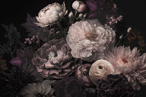 Gothic Flower Wallpaper | Moody Flowers Gothic Aesthetic Wall Art - Happywall