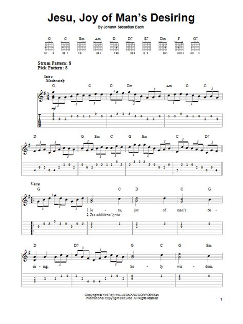 Jesu, Joy Of Man's Desiring sheet music by J.S. Bach (Easy Guitar Tab – 87723)