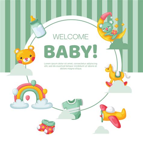 Template hand drawn baby announcement background design 38047681 Vector ...