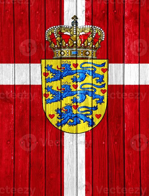 Flag and coat of arms of Denmark on a textured background. Concept ...