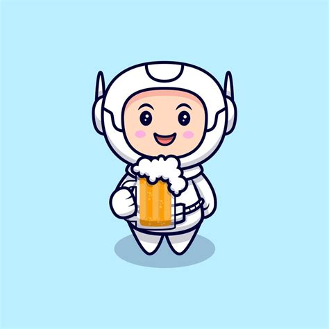 Cute Astronaut Drinking Beer Cartoon Vector Icon Illustration. Flat Cartoon Style 5055791 Vector ...