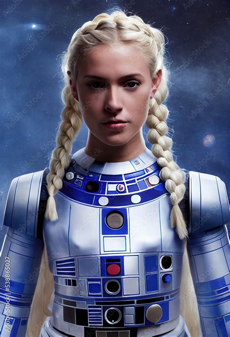 A fictional person, not based on a real person. A portrait of a sci-fi cyberpunk girl wearing ...