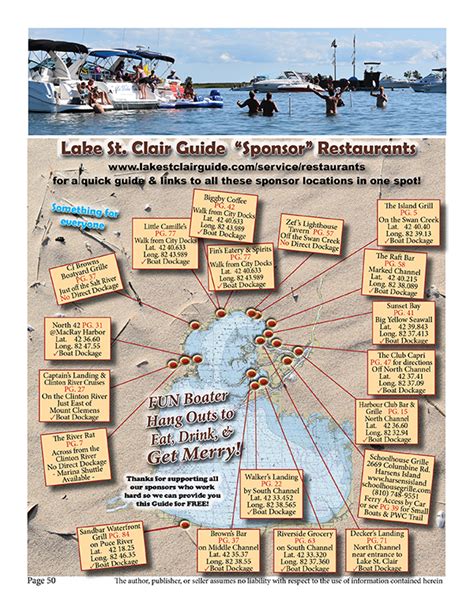 Map of Lake St. Clair Restaurants|Lake St. Clair Guide