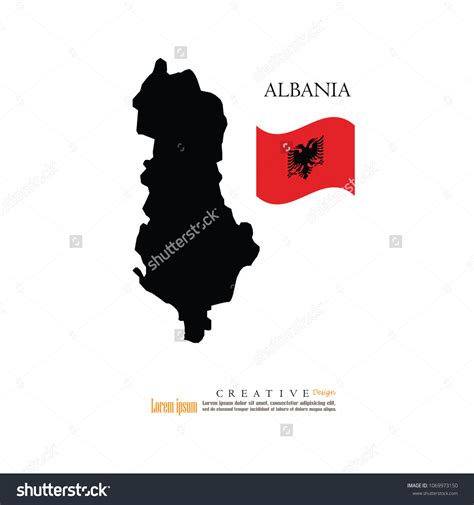 Outline Map Albania Nation Flagvector Illustration Stock Vector ...