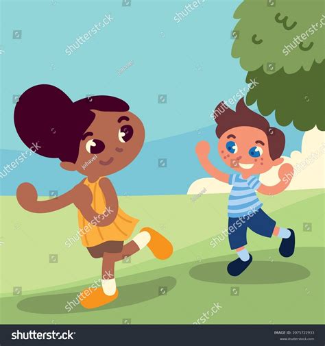 Kids Playing Park Cartoon Stock Vector (Royalty Free) 2075722933 ...