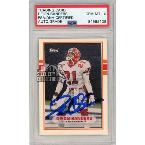 Deion Sanders 1989 Topps Traded Football Autograph Card #30T PSA/DNA 10 ...