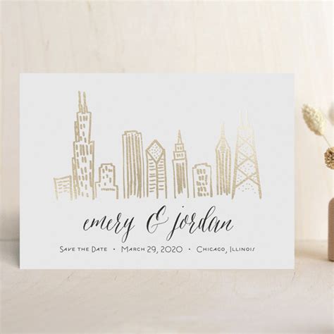 Chicago Skyline Foil-Pressed Save The Date Cards by Abby Munn | Minted