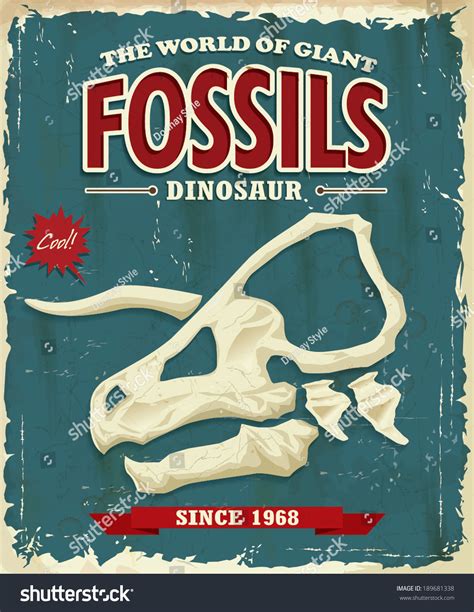 Vintage Dinosaur Fossils Poster Design Stock Vector (Royalty Free ...