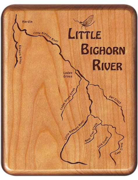 Little Bighorn River Map Fly Box - Montana - Cherry Wood | Montana ...