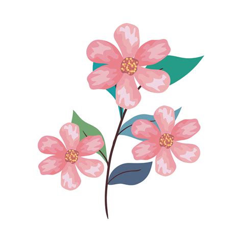 pink flowers drawing with leaves vector design 18772269 Vector Art at Vecteezy