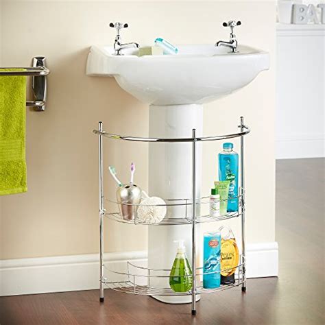 VonHaus 2 Tier Chrome Bathroom Under Basin Sink Storage Shelf Rack & Towel Rail – Pome