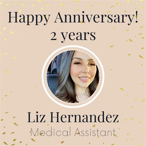 the happy anniversary card for liz hernandez medical assistant, who is ...