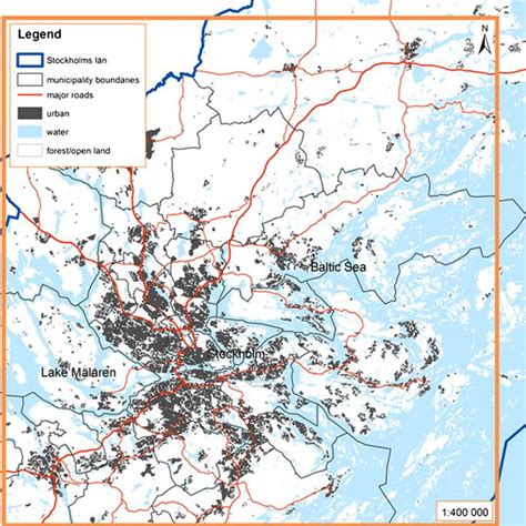 Study area embracing large parts of the Stockholm County (derived from ...