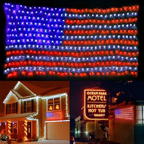 American Flag Lights, 420 Super Bright LEDs Flag Net Light,Waterproof ...