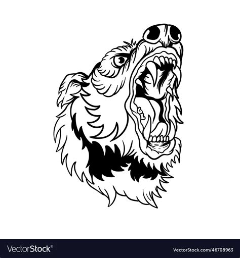 Hand drawn of bear head outline design Royalty Free Vector